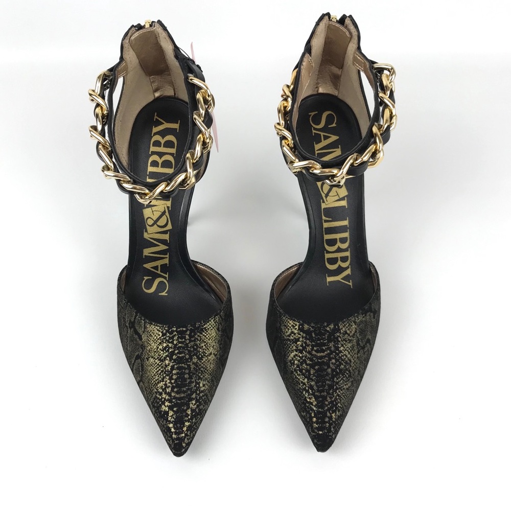 NEW {Sam & Libby} Metallic Snake Chain Heels - Picture 3 of 8
